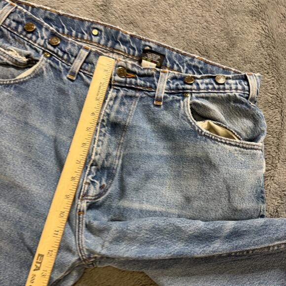 PRISON BLUES PRSN BLU Distressed Denim Jeans Mens 40x30 USA Suspender Buttons - Picture 14 of 15